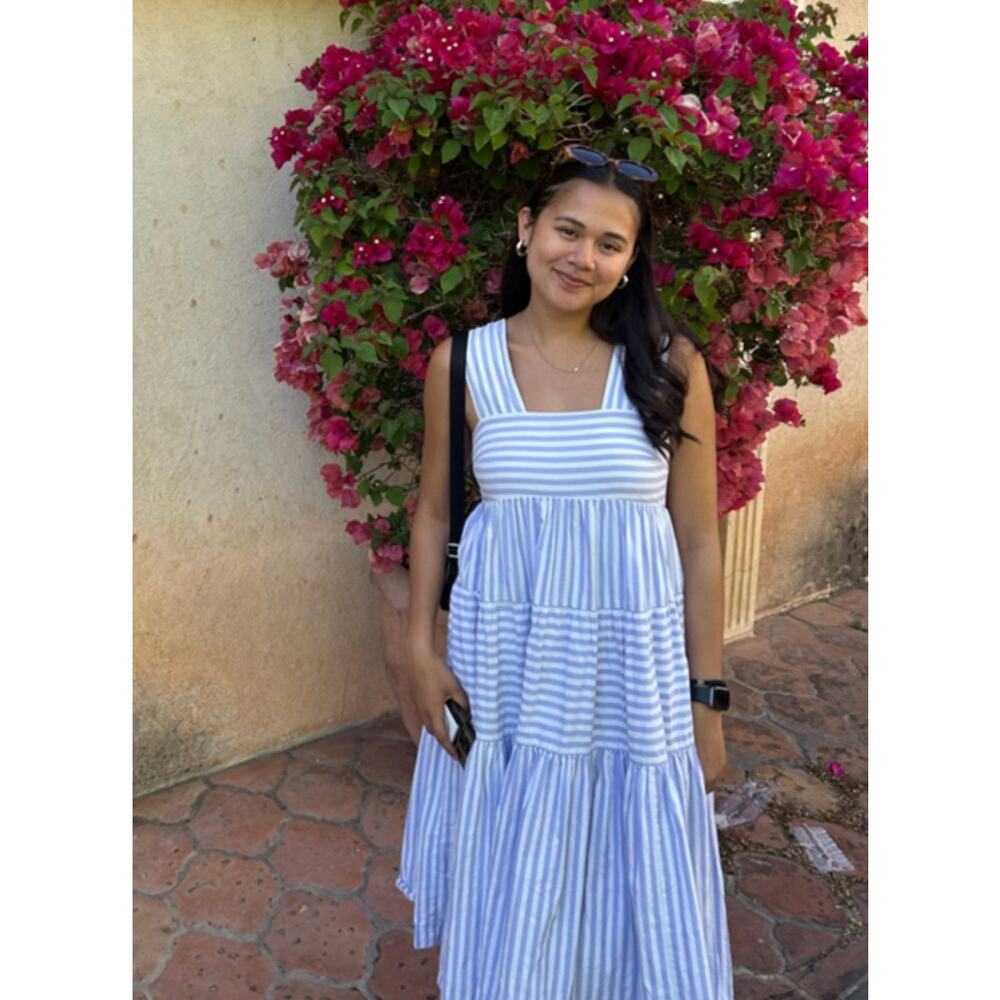 BY ANTHROPOLOGIE Helena Square Neck Tiered Midi Dress Size Small